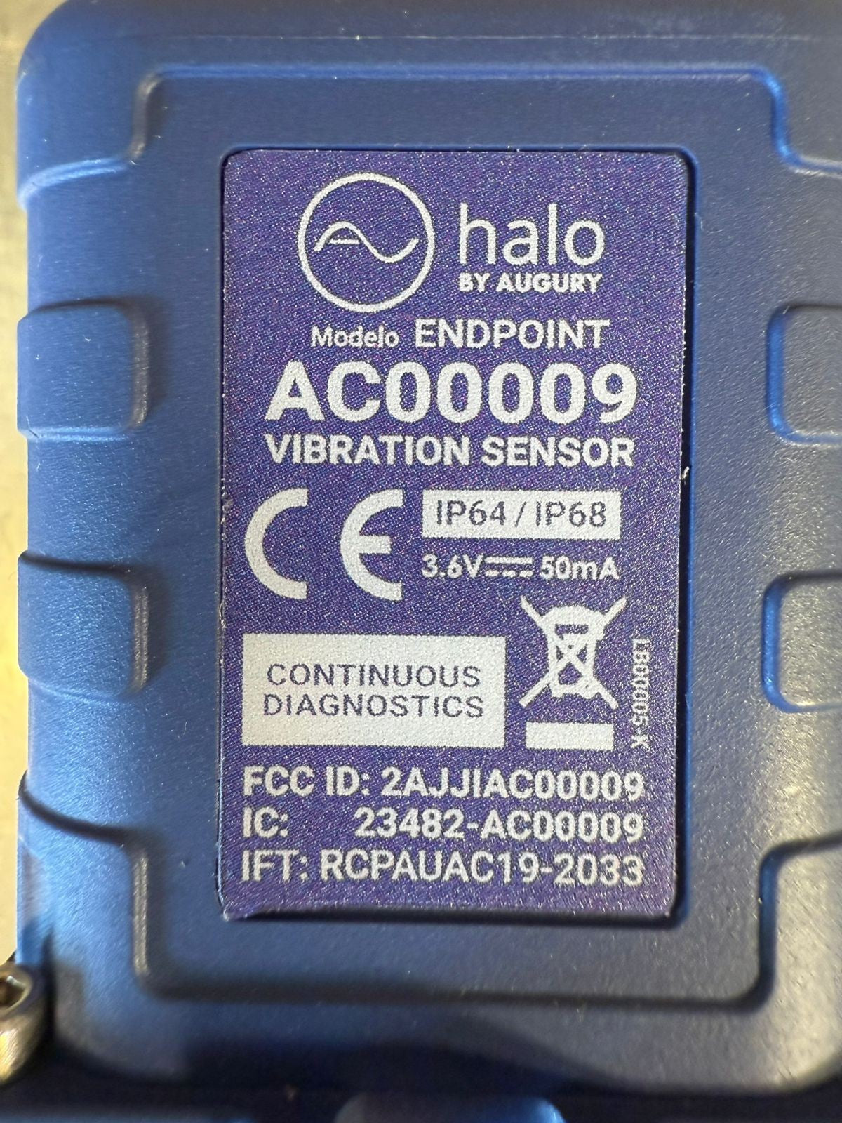 Halo AC00009 VIBRATION SENSOR *NEW*  Endpoint                  (3.2.2)