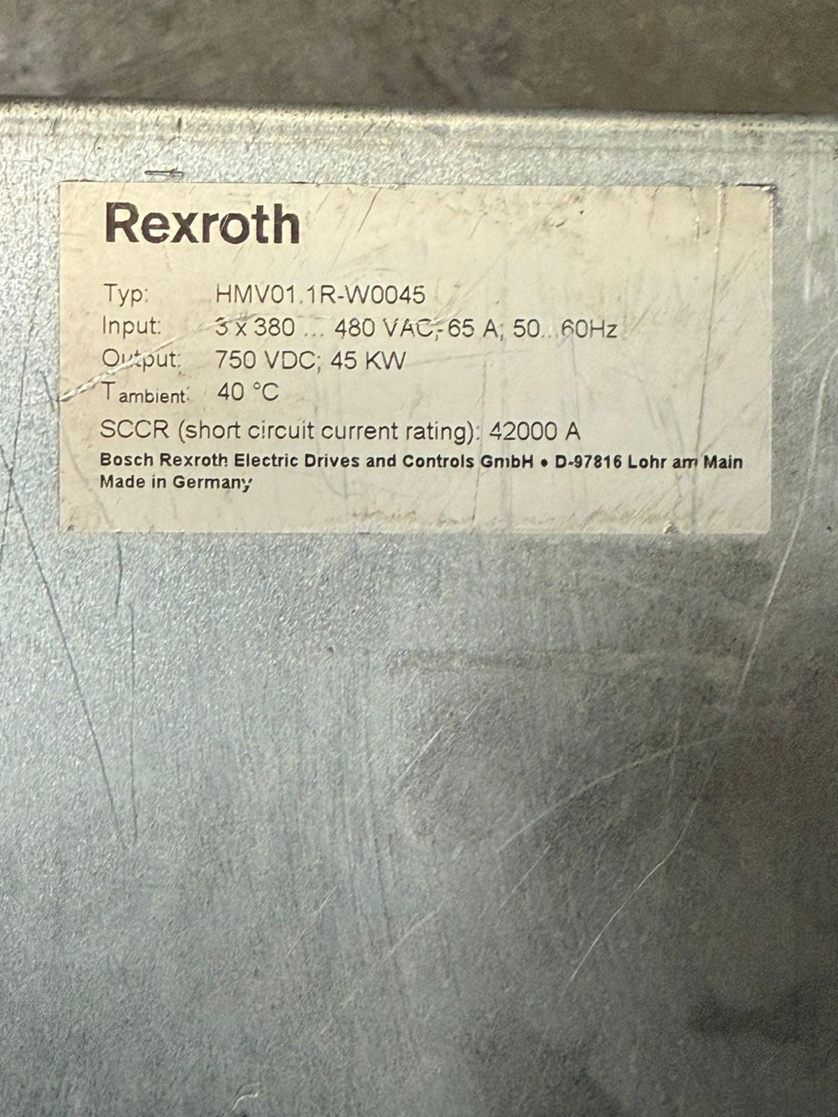 Rexroth R911296725 Power Stage HMV01.1R-W0045                     (12.6.3)