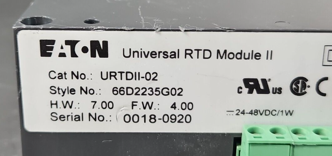 Eaton URTDII-02 Universal Rtd Module                                    (BIN433)