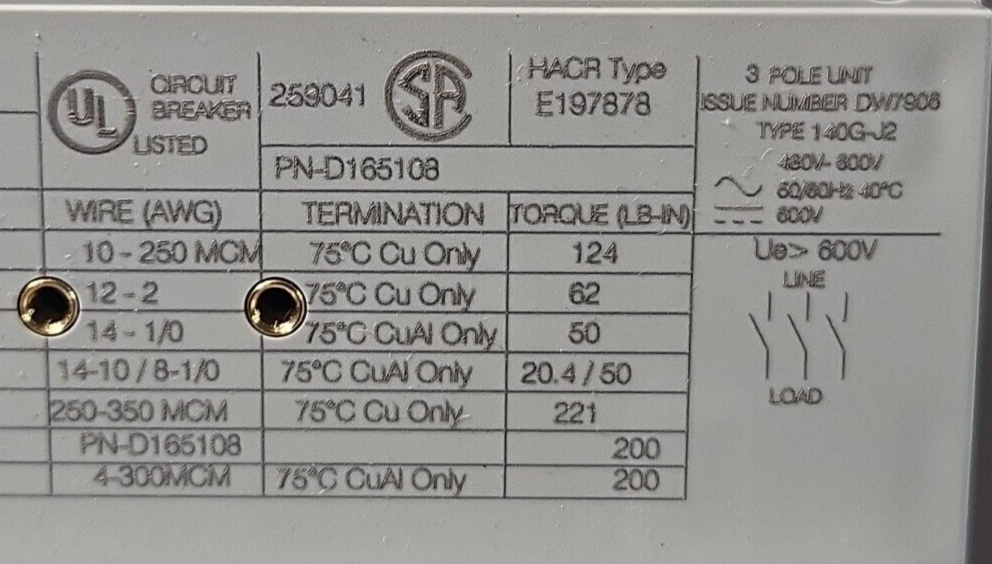 Allen Bradley Bulletin 140G Ser A (Circuit Breaker 140G-J2F3-G15)        Loc4D34