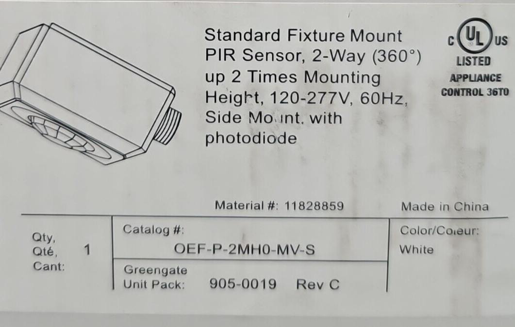 Cooper Metalux OEF-P-2MH0-MV-S  120V Sensor 360°                        (BIN435)