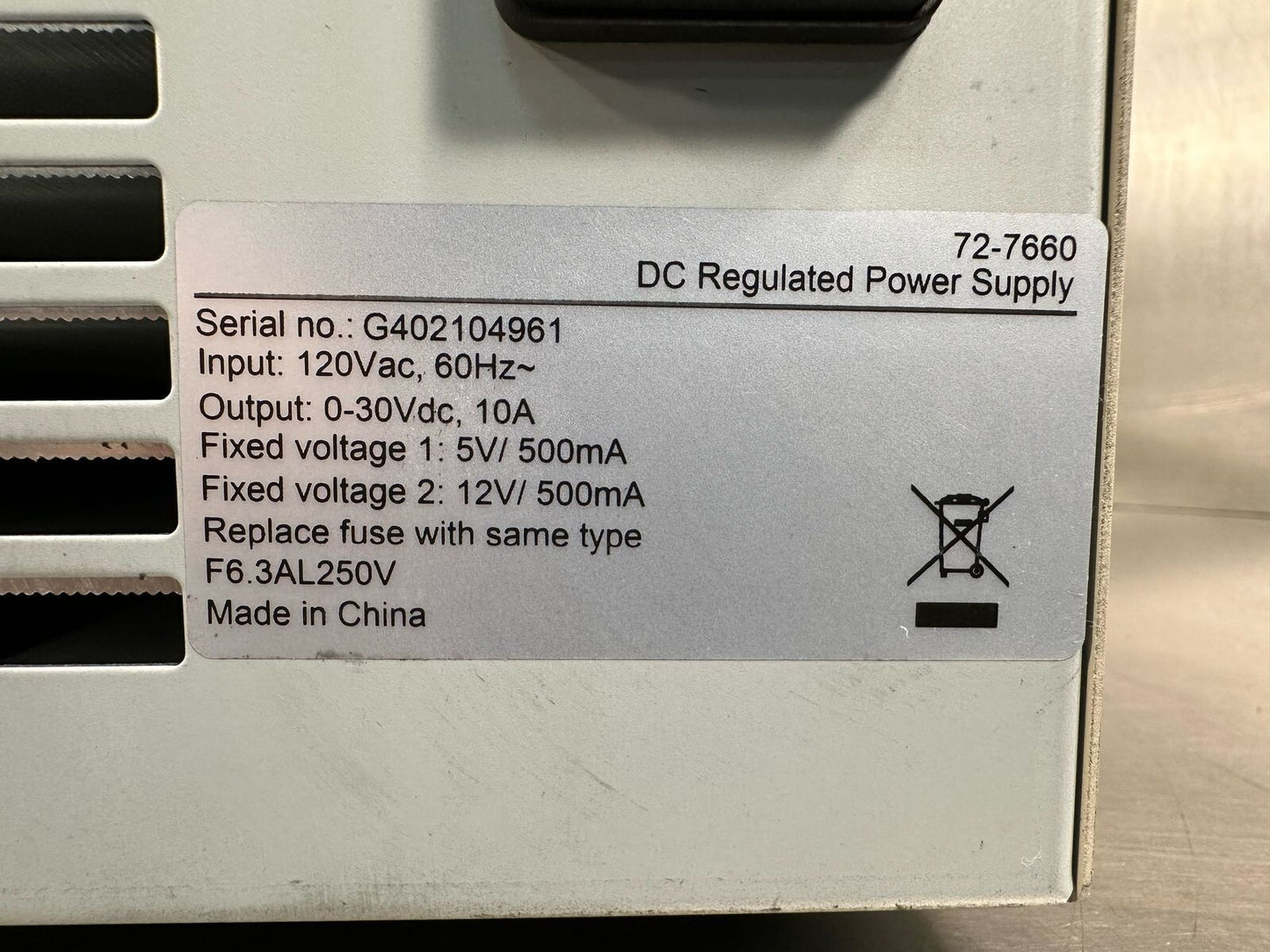 Tenma 72-7660 DC Regulated Power Supply 120VAC 60Hz~               (4.3.2 )