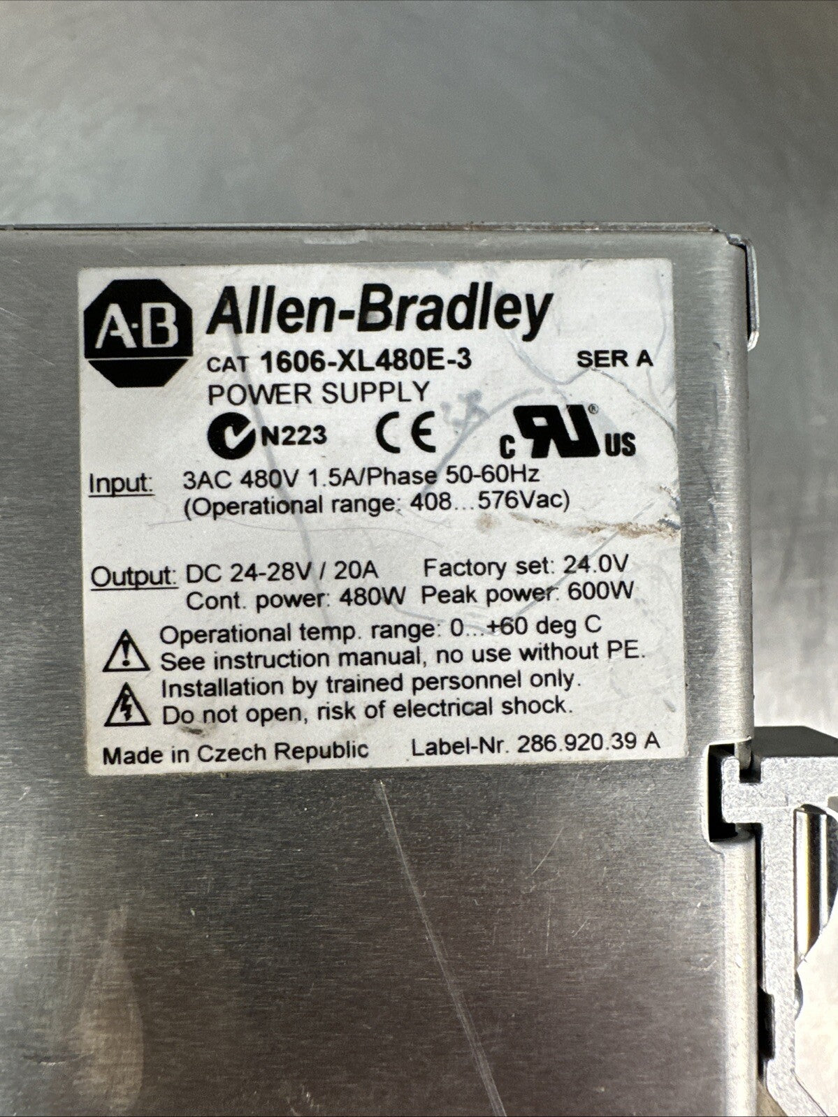 Allen Bradley 1606-XL480E-3 Series A POWER SUPPLY                   (5.2.1)