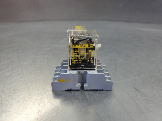 SQUARE D RS4M1P14V20 SER. B 120V RELAY w/9842 Base.                        4D-35