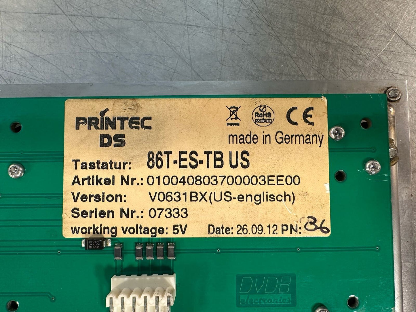 Printec-Ds 86T-ES-TB US Ver/ V0631BX Stainless Steel Ind. Keyboard  (3.5.2)