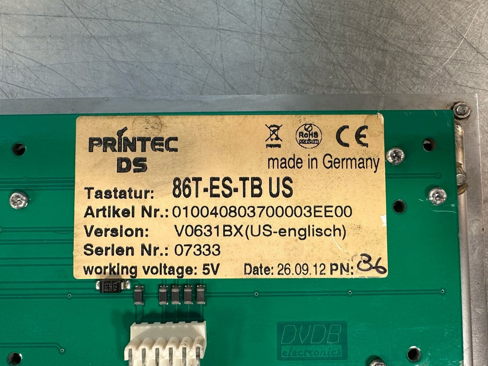 Printec-Ds 86T-ES-TB US Ver/ V0631BX Stainless Steel Ind. Keyboard  (3.5.2)