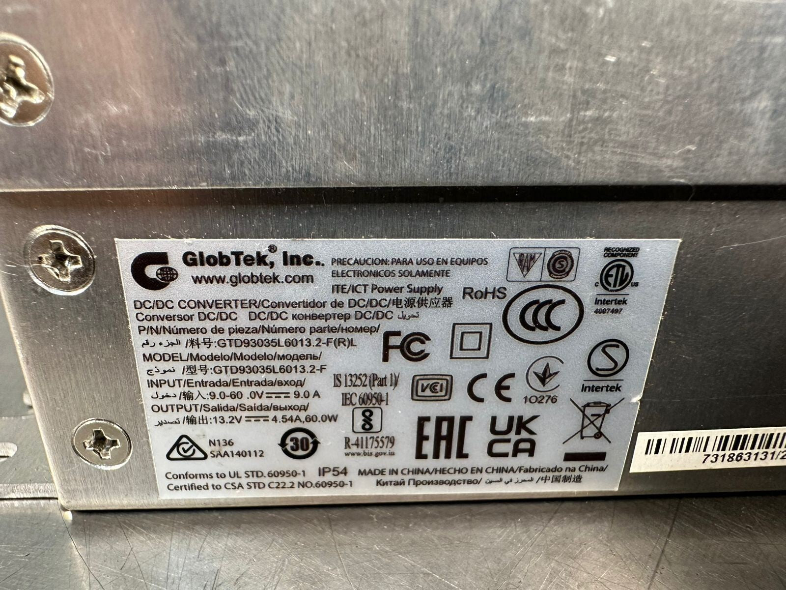 GlobTek Ruggedize GTD93035L6013.2-F DC/DC Converter 9-60VDC        (4.5.1)