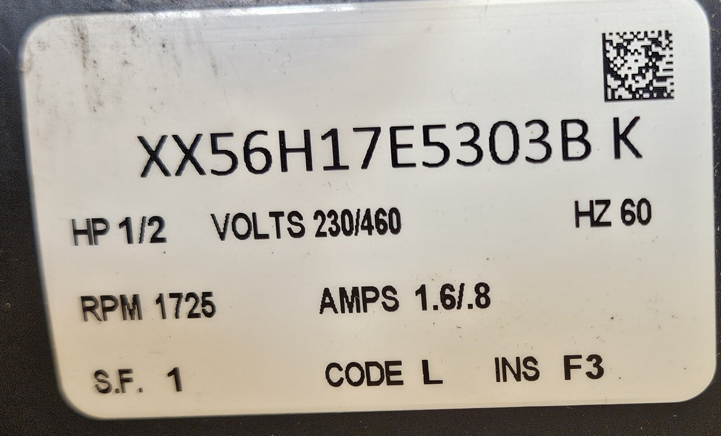 Marathon XX56H17E5303BK Electric  Motor 1/2HP  1725Rpm  230/460V        (BIN552)