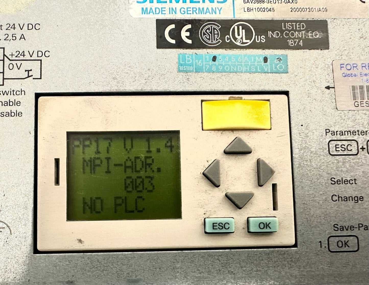 Siemens Simatic PP17-II PUSH BUTTON PANEL 6AV3688-3ED13-0AX0 24V.DC (7.4.4)