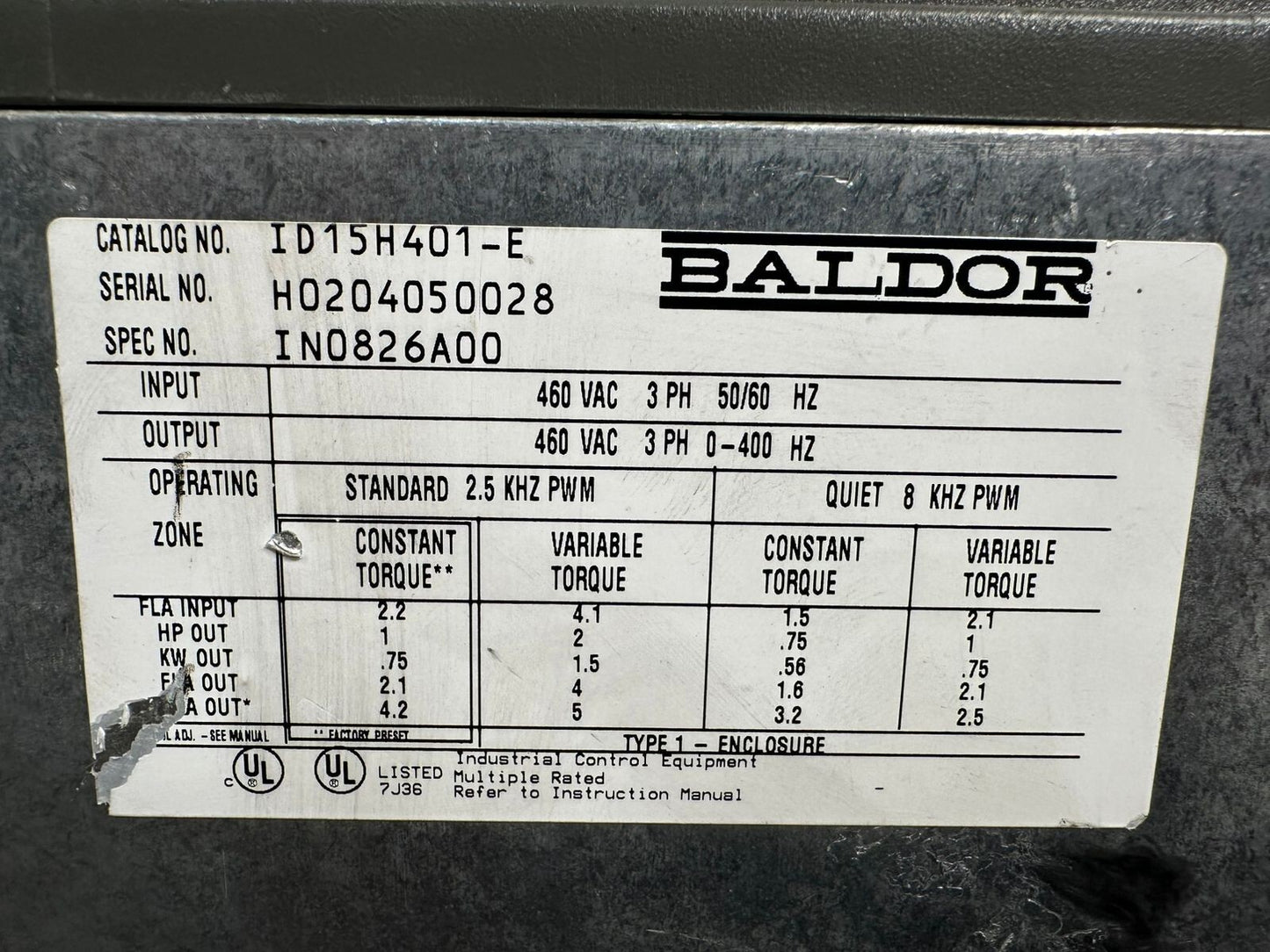 Baldor ID15H401-E ADJUSTABLE SPEED DRIVE   (8.5.1)