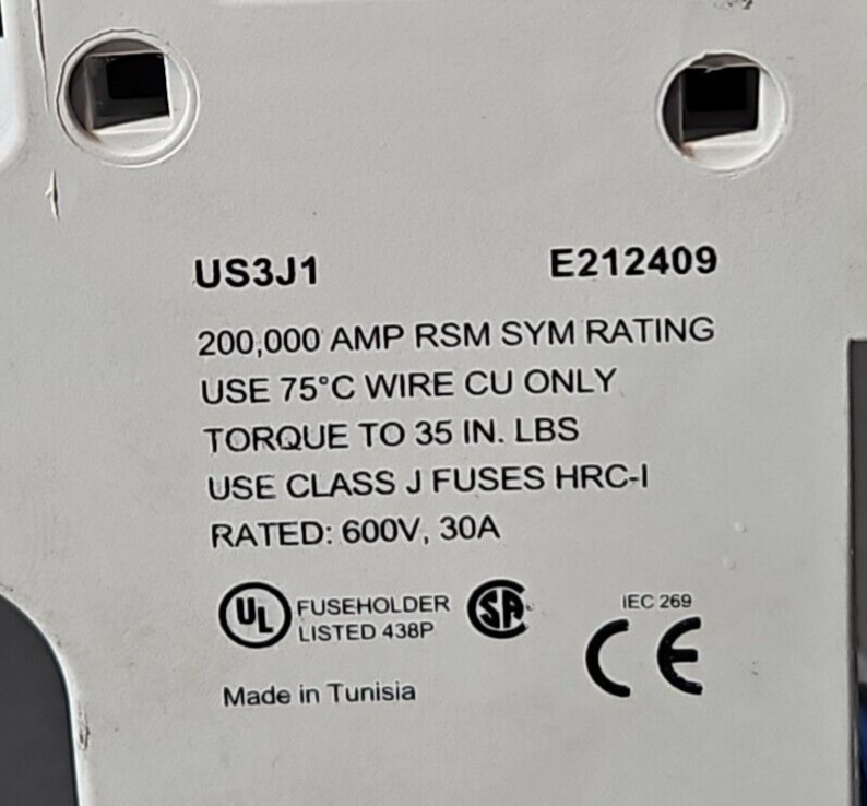 Ferraz Shawmut US3J1 Ultrasafe Fuse Holder lot of 3                      loc4B24