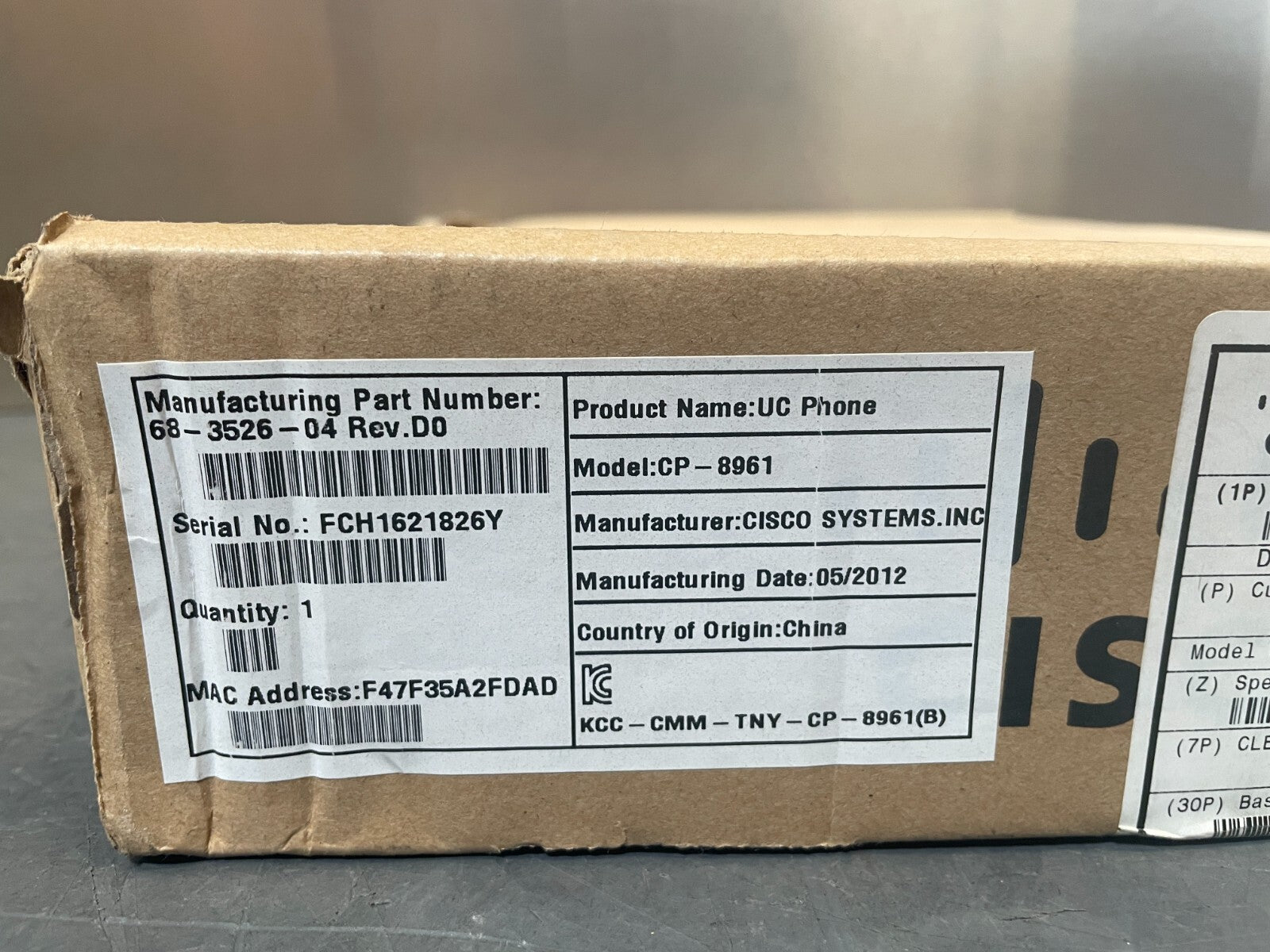 Cisco CP-8961 Charcoal LCD Display Single Keypad Office Telephone Set