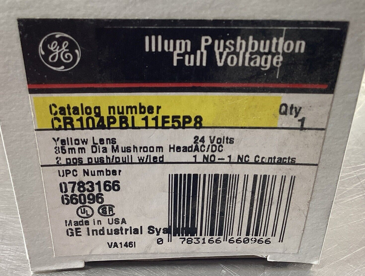 GENERAL ELECTRIC  CR104PBL11E5P8  PB Yellow Mushroom Head 24V      4B-27