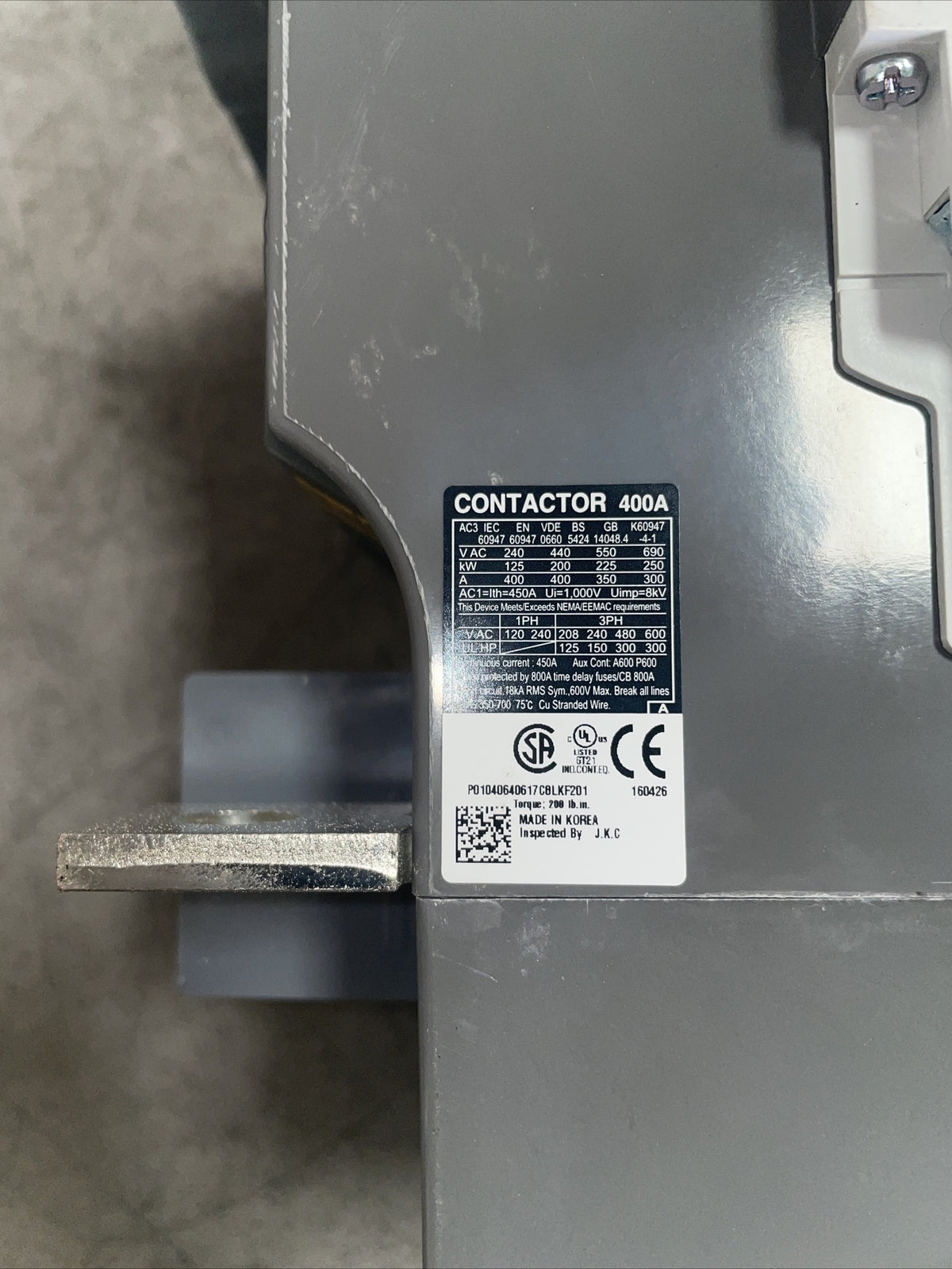 CARLO GAVAZZI  CC400S  CONTACTOR  400AMP 100-240VAC or 100-220VDC Coil (Bin234)