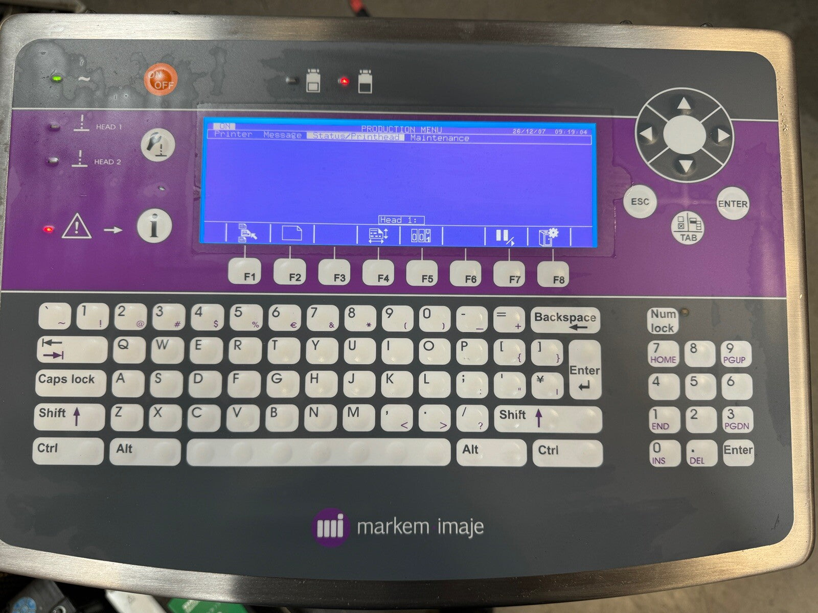 Markem-Imaje 9040 Ink Jet Printer with ENP35372/B Print head module