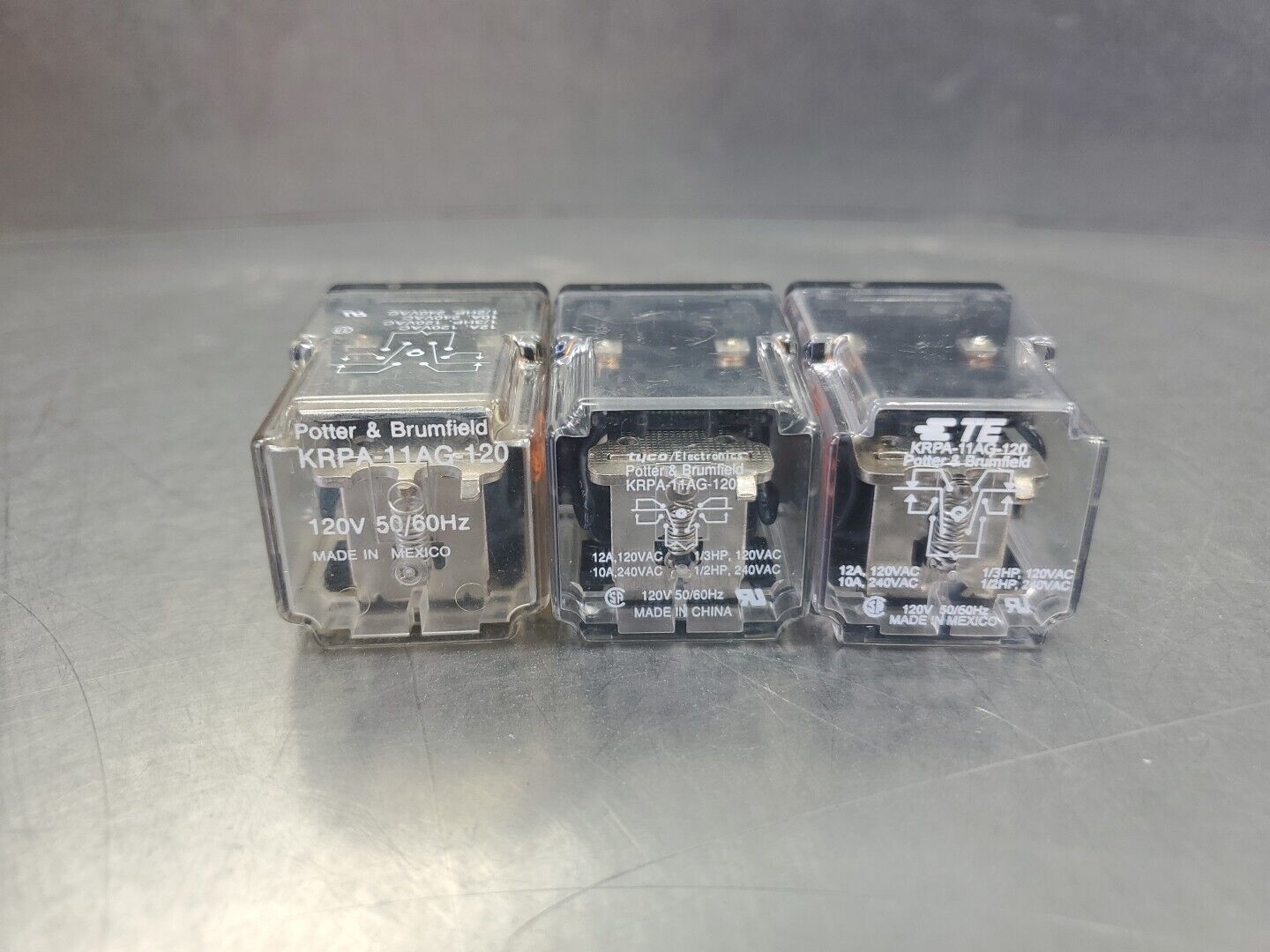 TE/POTTER & BRUMFIELD KRPA-11AG-120 RELAY, 12A - Lot of 3.                 4D-28