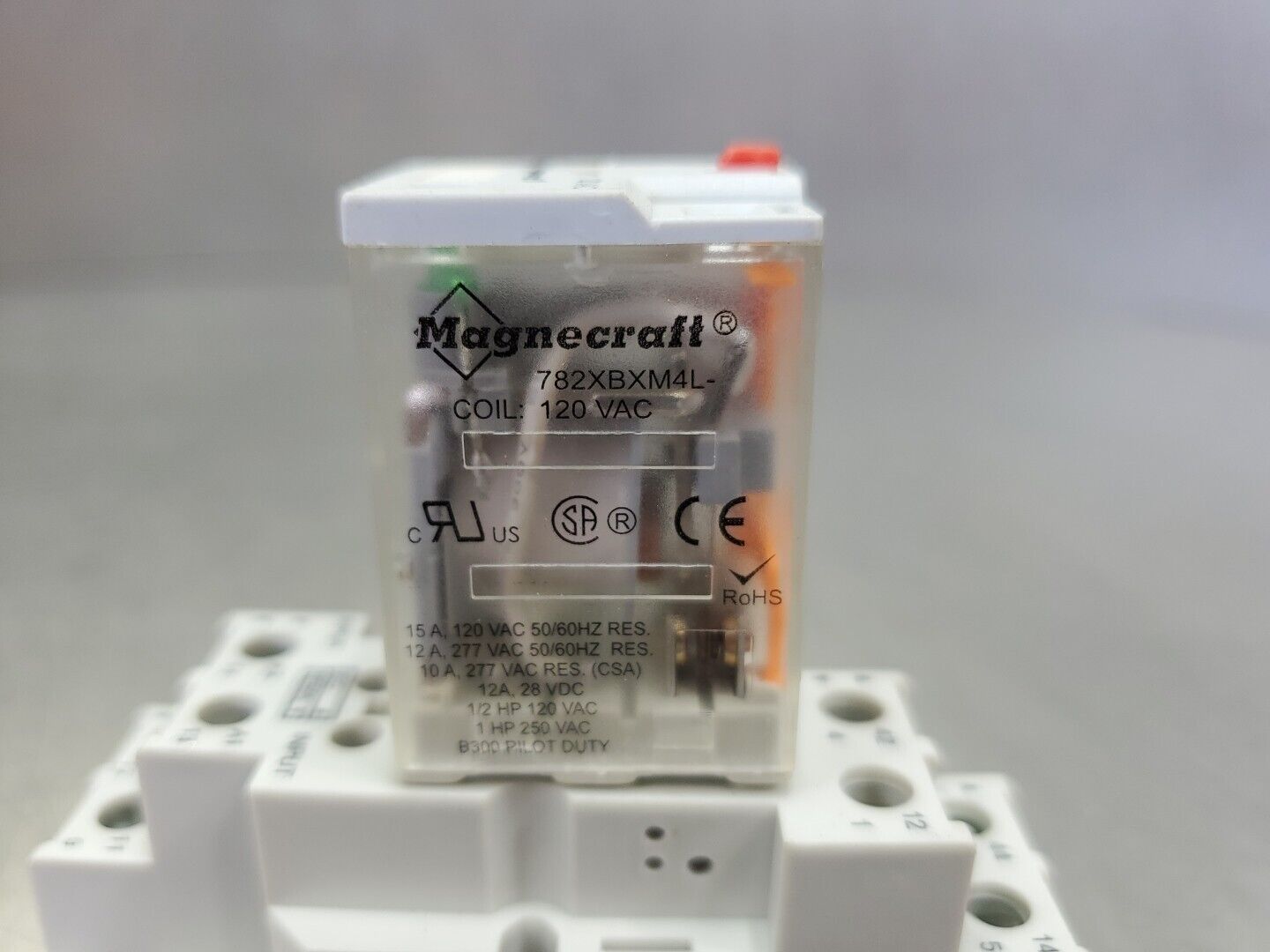 Magnecraft 782XBXM4L 120VAC Relay w/70-782D8-1 Base.                       4C-38