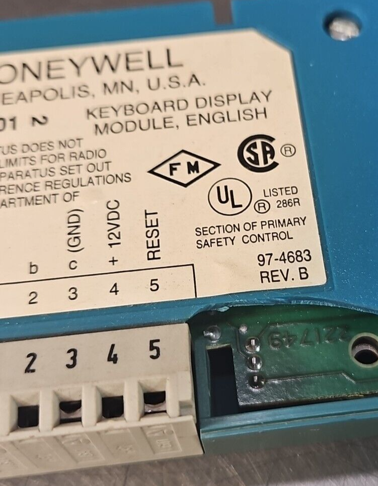 Honeywell S780CA1001 Burner Control Keyboard Display                      loc2C5