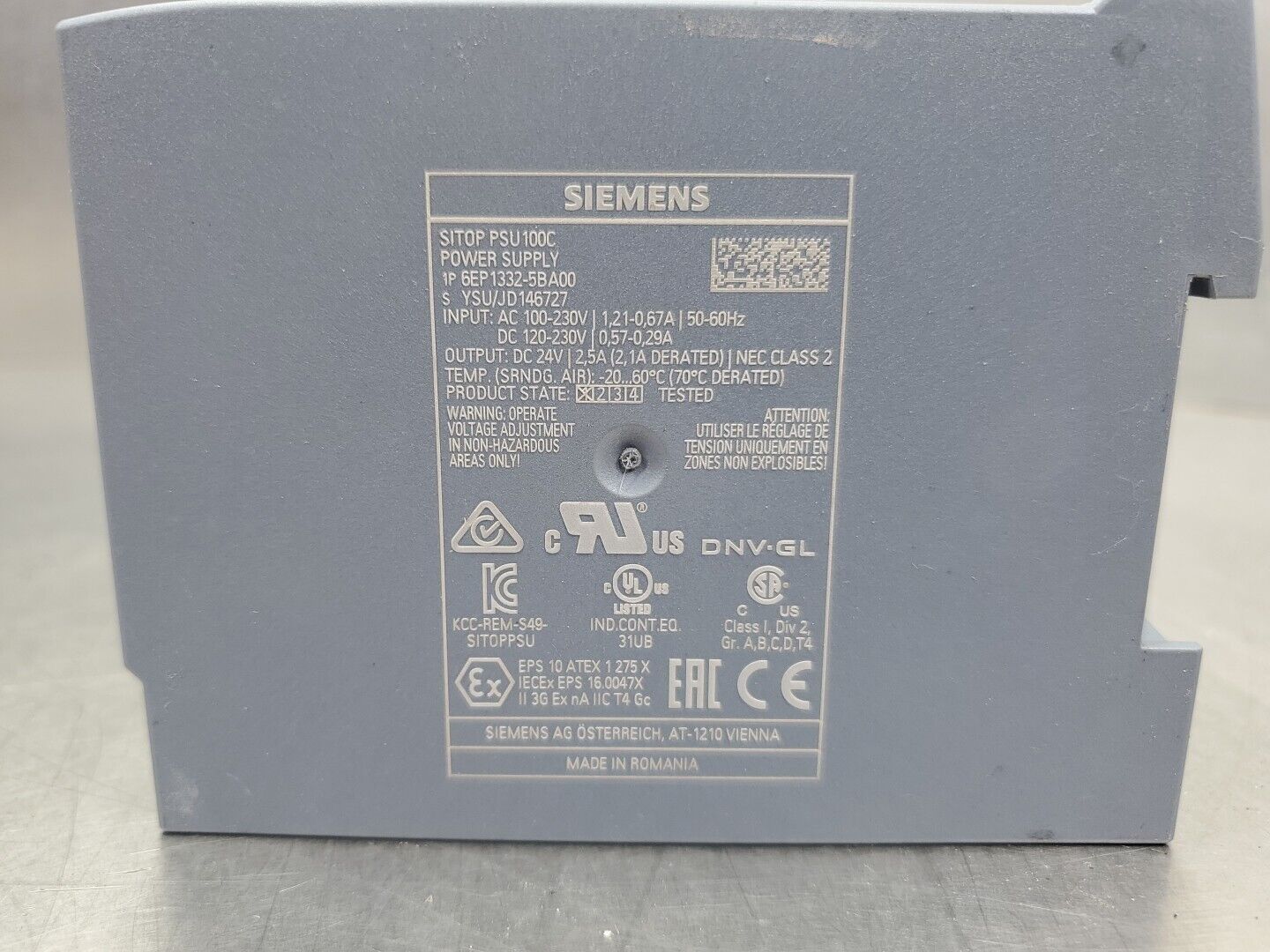 Siemens 6EP1332-5BA00 Power Supply, SITOP PSU100C 24V.                     4C-14