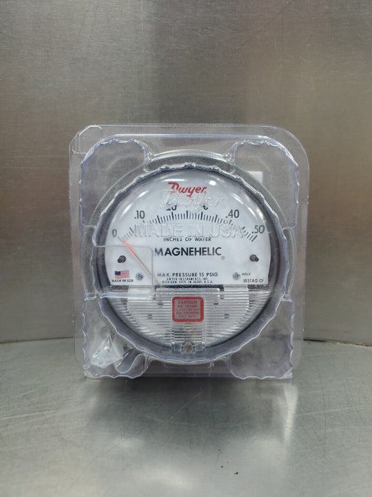 Dwyer Magnehelic W37AG CF Pressure Gauge, 0-.50 INCHES OF WATER.           6B-11