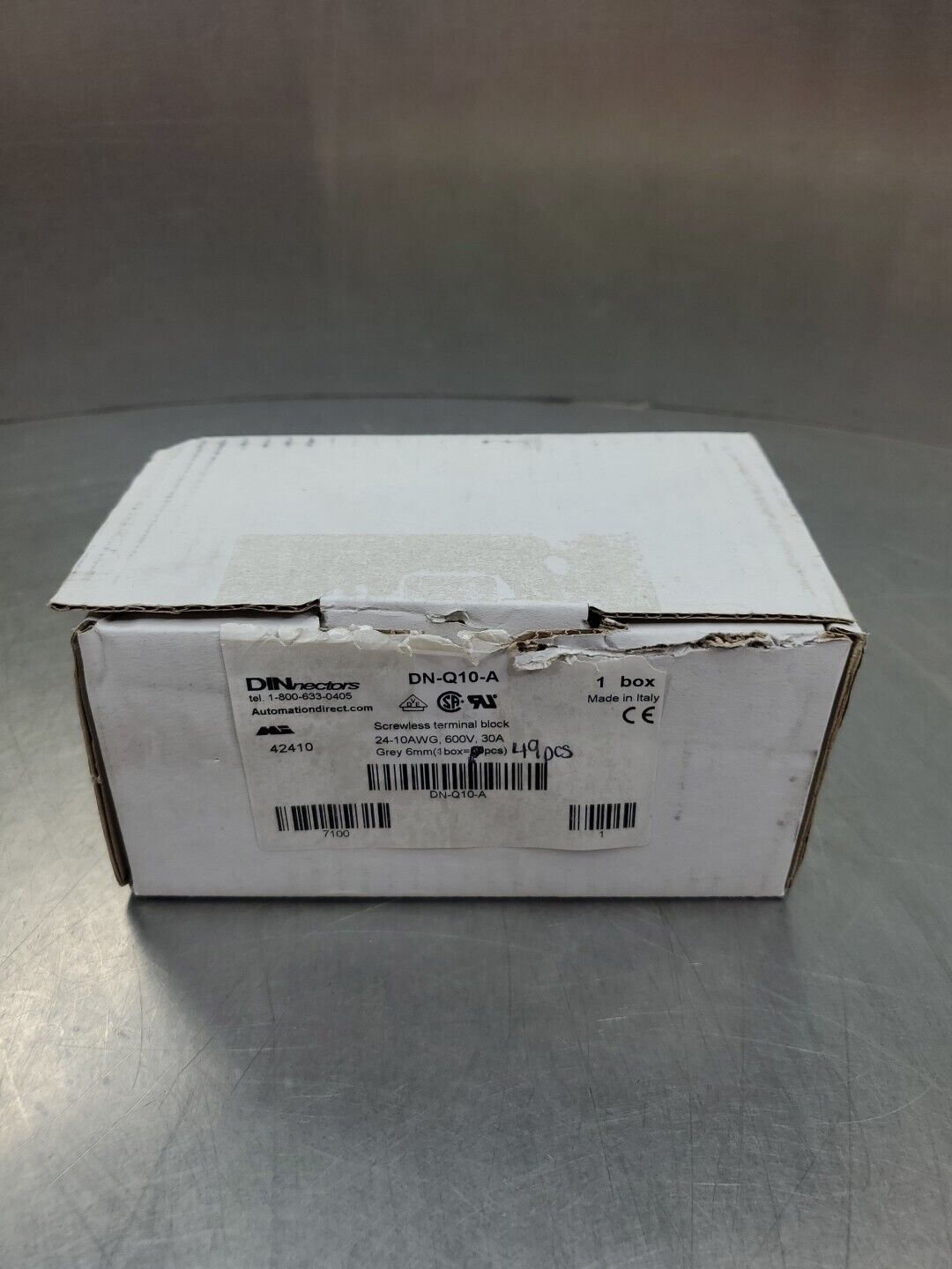 DINnectors DN-Q10-A SCREWLESS TERMINAL BLOCK, 24-10AWG, 600V Lot of 49.    4C-37