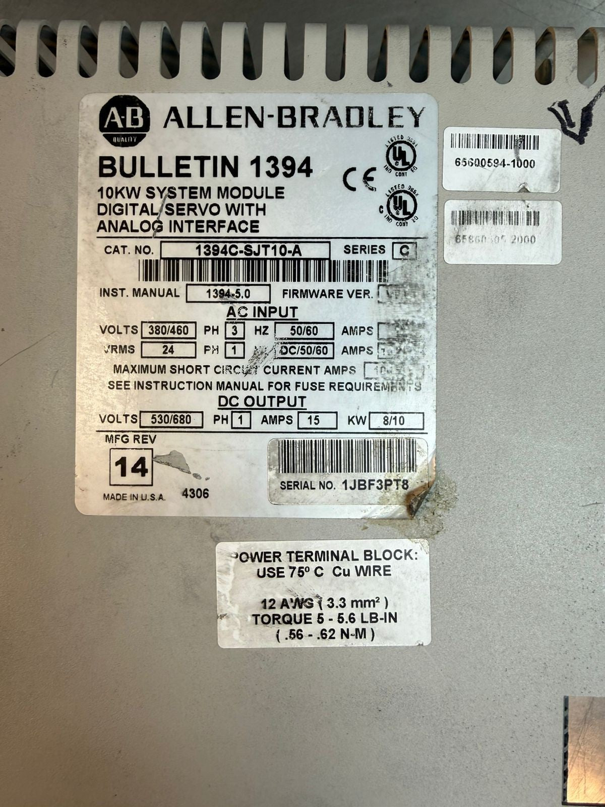 Allen Bradley 1394C-SJT10-A /C Digital Servo Bulletin 1394        (10.3.3)