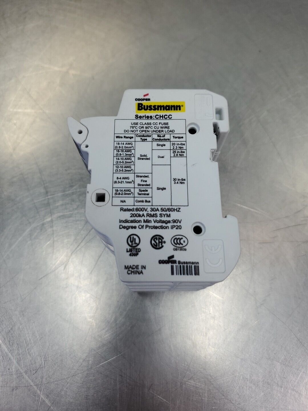 Cooper Bussmann CHCC (W15) 600V 30A 3-Pole Fuse Block w/Fuses              4B-35