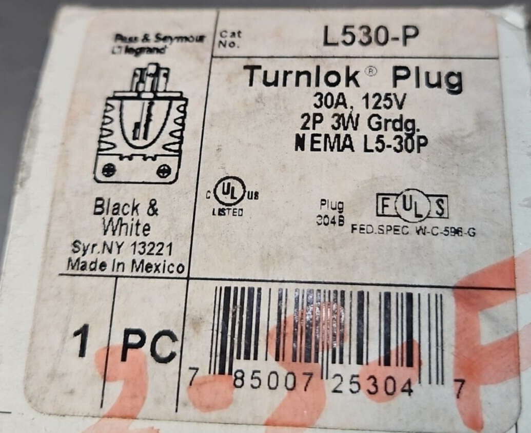 Pass & Seymour L530-P 30A 125V Turnlok Plug                              loc4B10