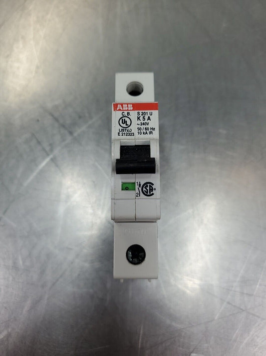 ABB S 201 U K 5A CIRCUIT BREAKER, 1 POLE, 240V, 50/60HZ.                   4E-34