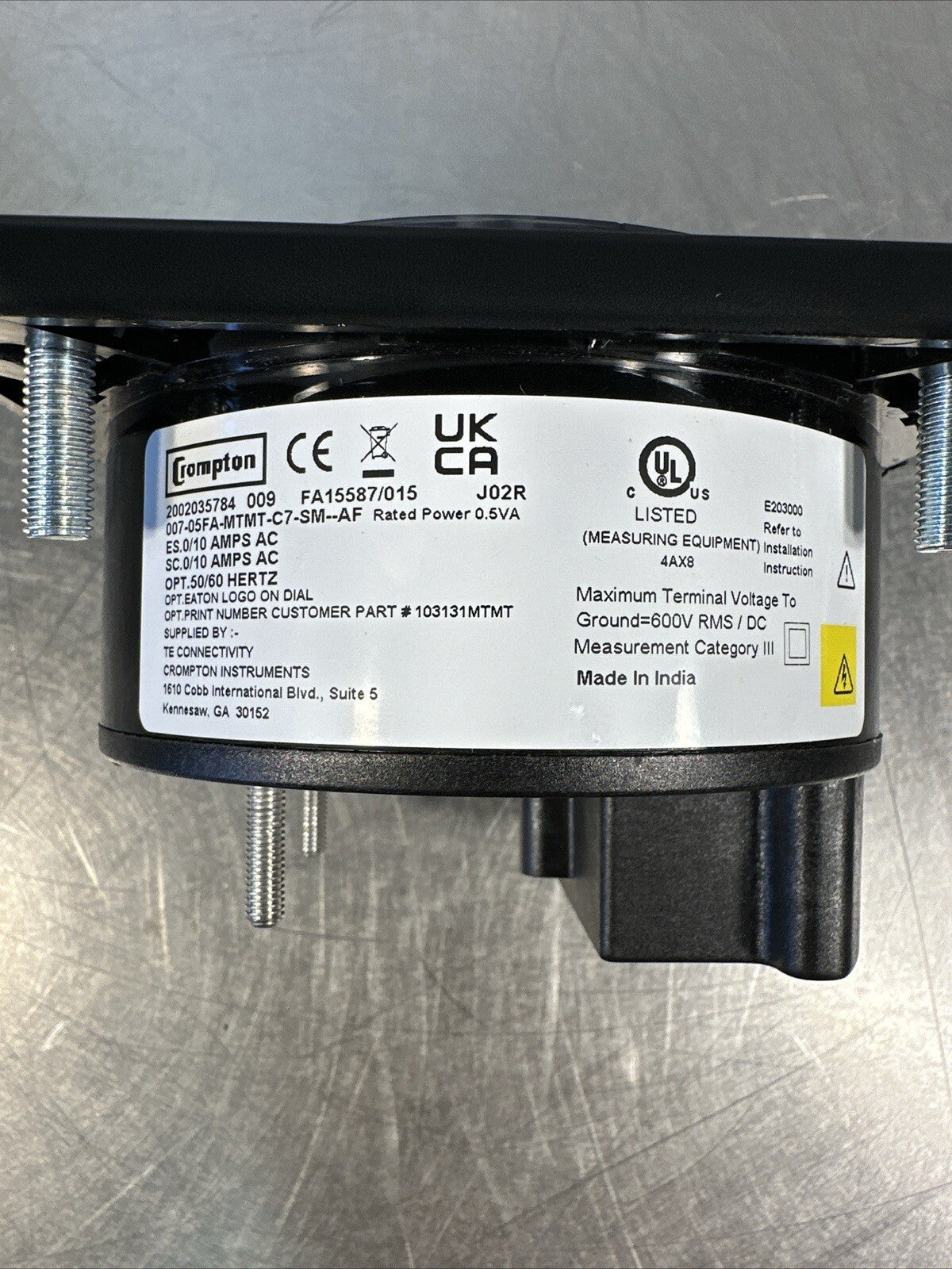 Eaton NNB 007-05FA-MTMT-C7-SM Energy Meters Amp Meter 0-10A 600V (BIN-1.3.4)