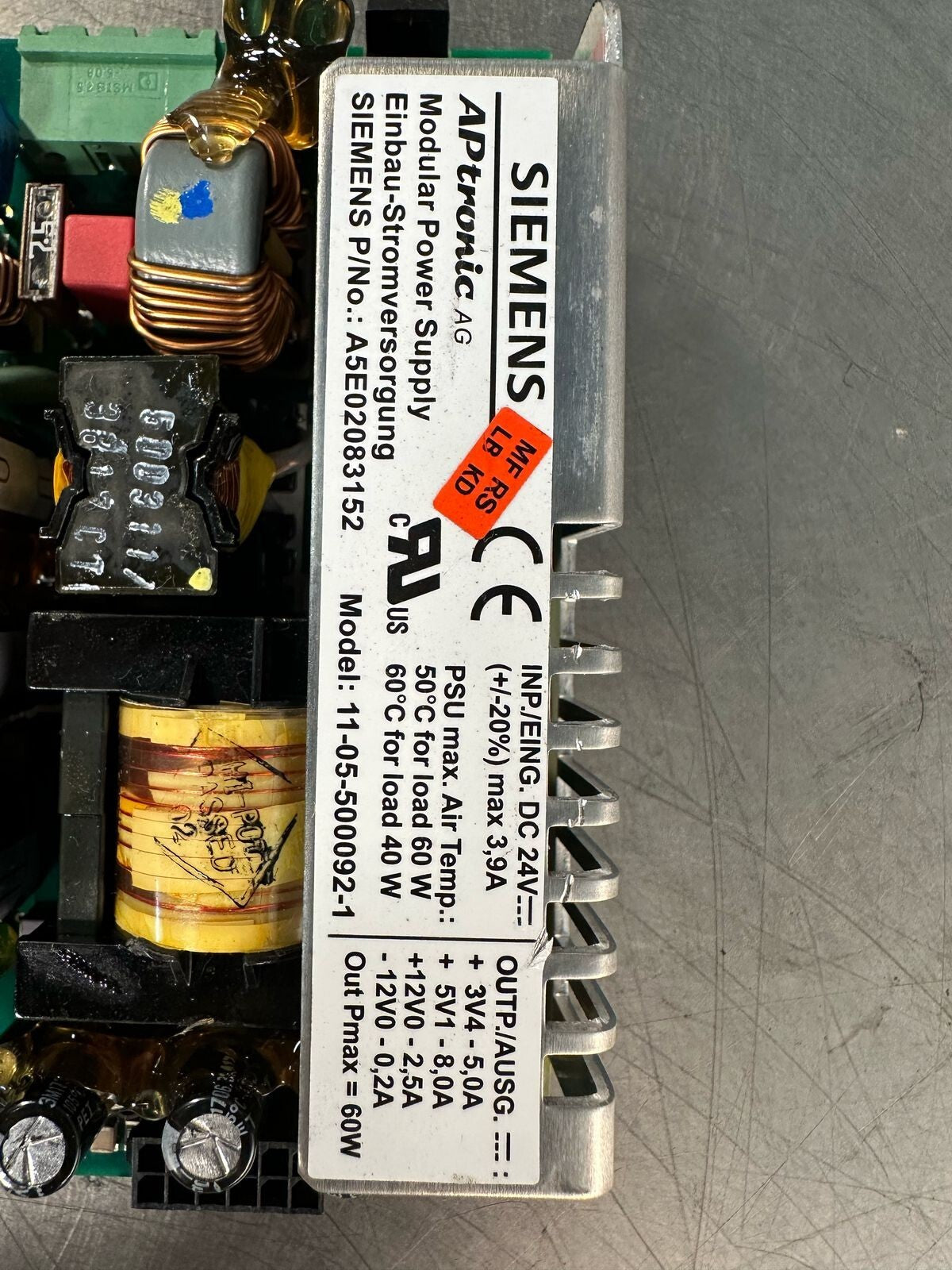 Siemens A5E02083152    11-05-500092-1 Modular Power Supply Board (7.2.1)