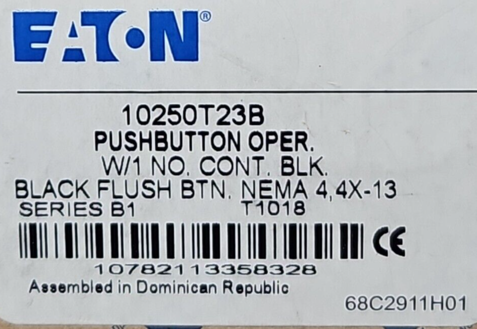 Eaton 10250T23B Ser B1 Push button w/1 cont. blk.                        Loc4D31