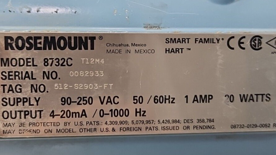 Rosemount 8732C TI2M4 flow Transmitter w/8711TSA30FU1N0G1    Loc6E2