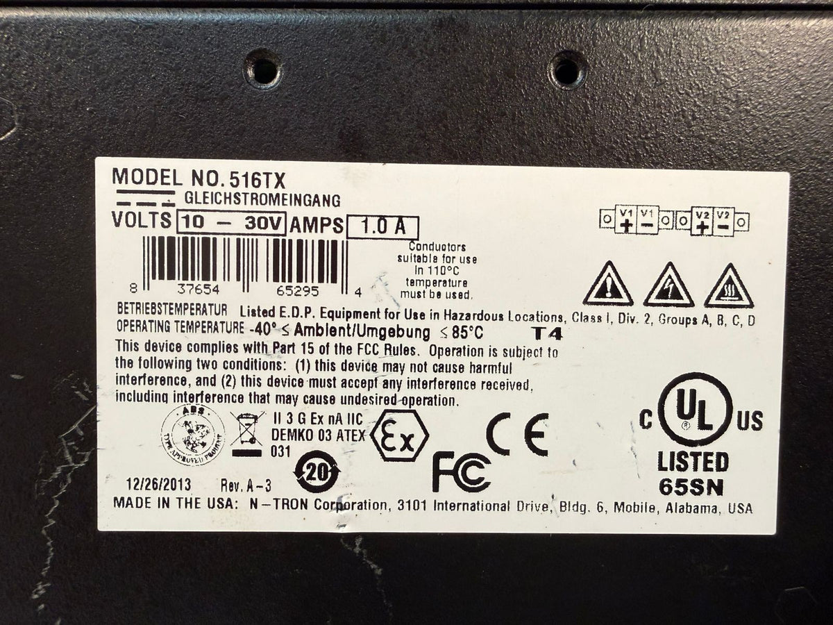 Ntron 516TX Industrial Ethernet Switch 10-30V 1.0Amp               (4.1.1)