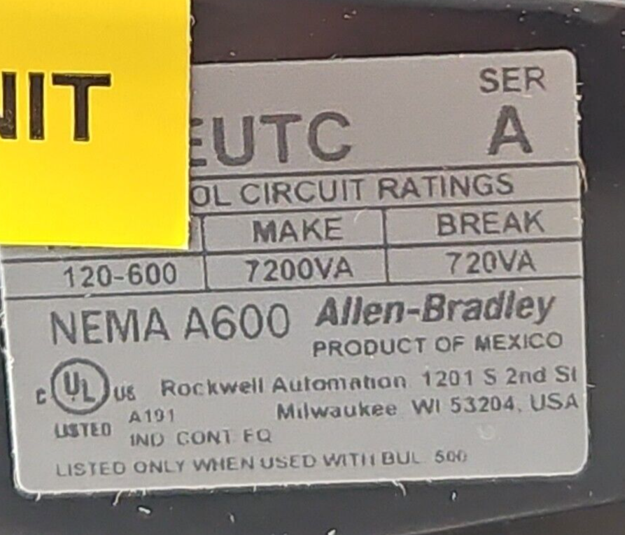 Allen Bradley 592-EUTC Eutectic Overload Relay                           loc4C23