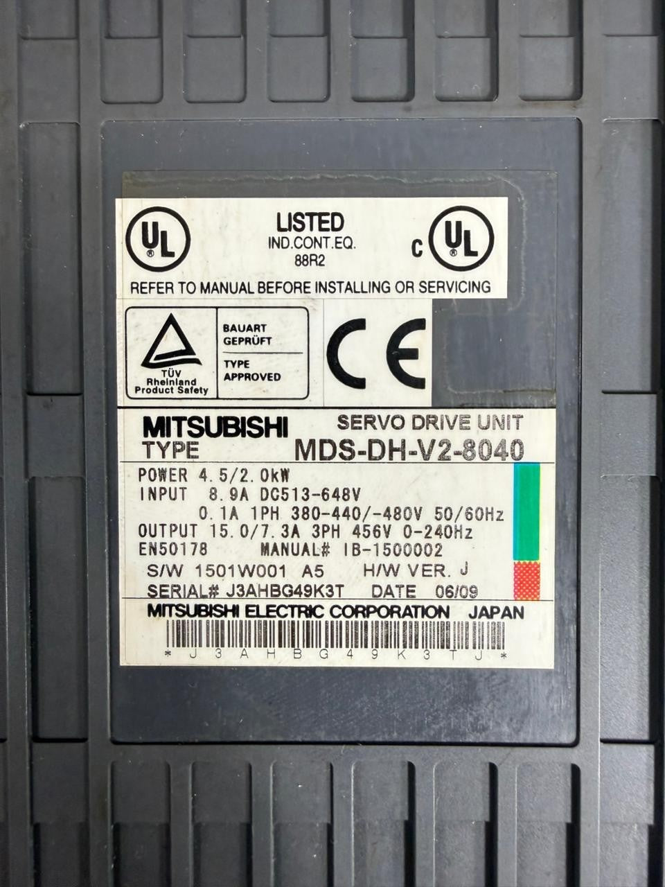 Mitsubishi MDS-DH-V2-8040 Servo Drive 4.5/2.0 KW MDSDHV28040      (10.4.5)