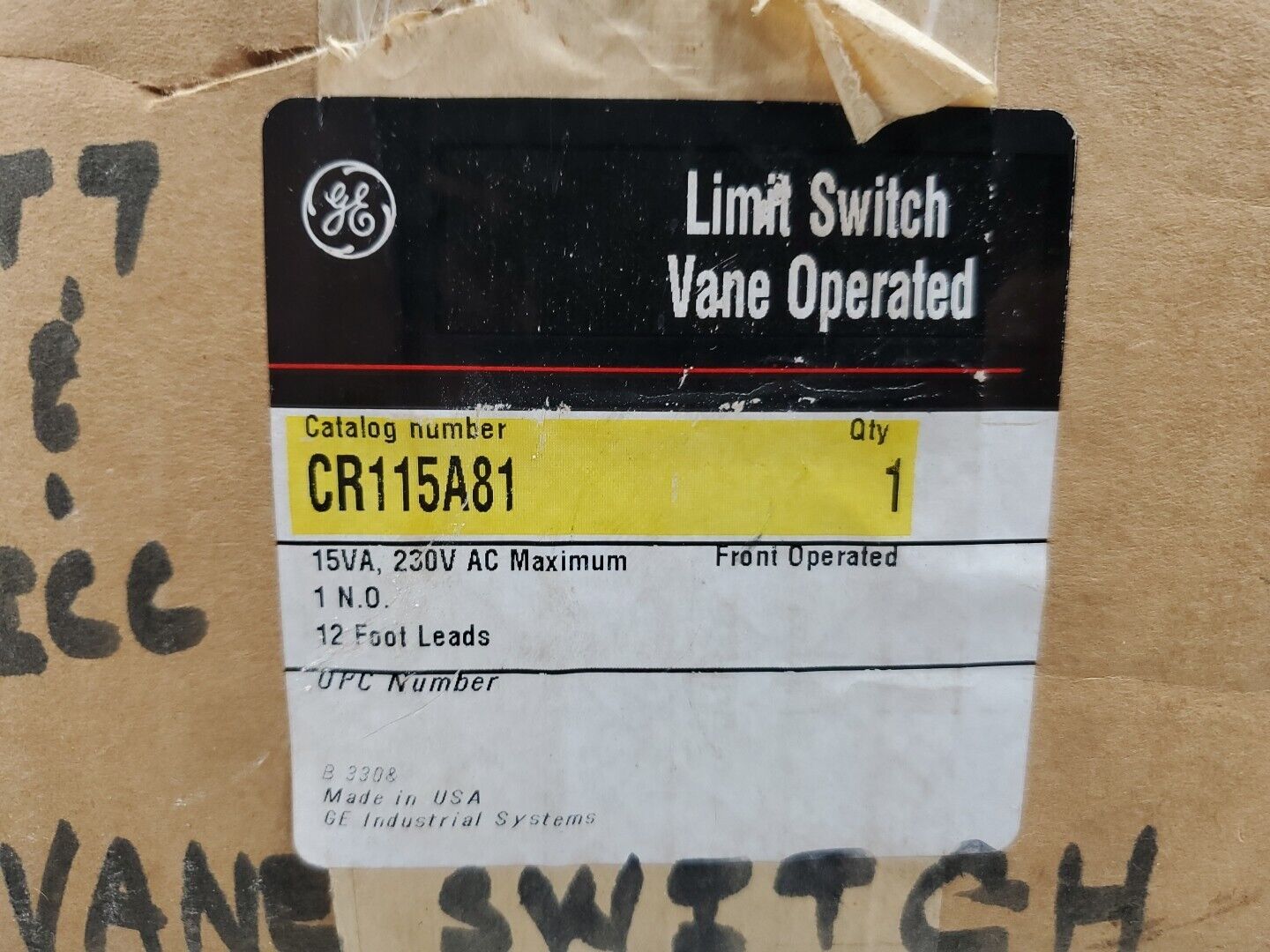 GE CR115A81 Vane Operated Limit Switch, 15VA, 230VAC.                      5E-27