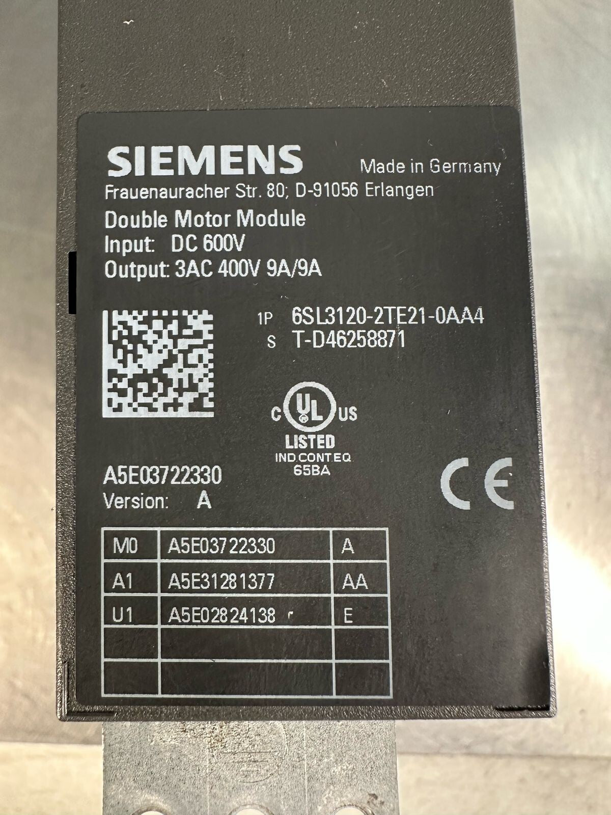 Siemens Sinamics 6SL3120-2TE21-0AA4       (8.4.7)