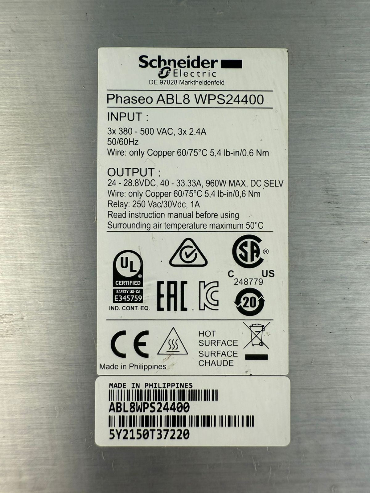 Schneider Electric ABL8WPS24400 / ABL8-WPS24400 24VDC 40A        (8.4.7)