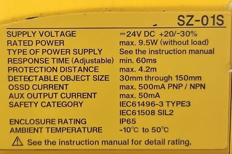 Keyence SZ-01S  Safety Laser Scanner 24VDC  (BIN3.4.4)