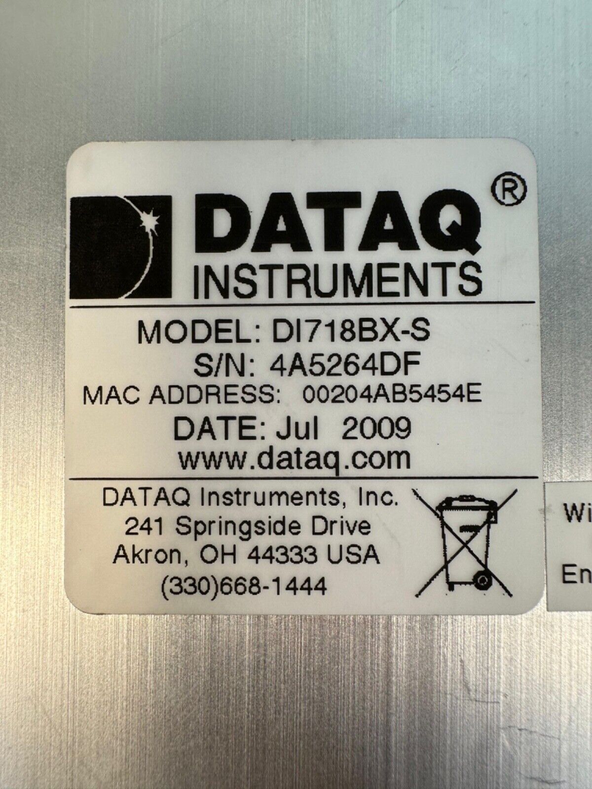 DataQ DI-718-Bx-s 16-Channel Screw Terminal Access (1E-25)