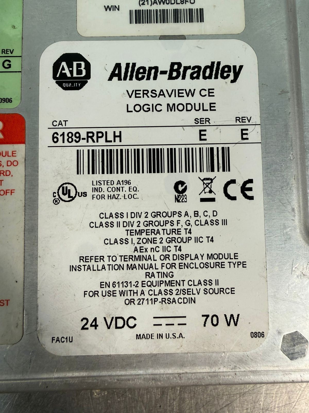 Allen Bradley 6189-RPLH /E Rev E 24VDC 70W Logic Mod.              (5.5.2)