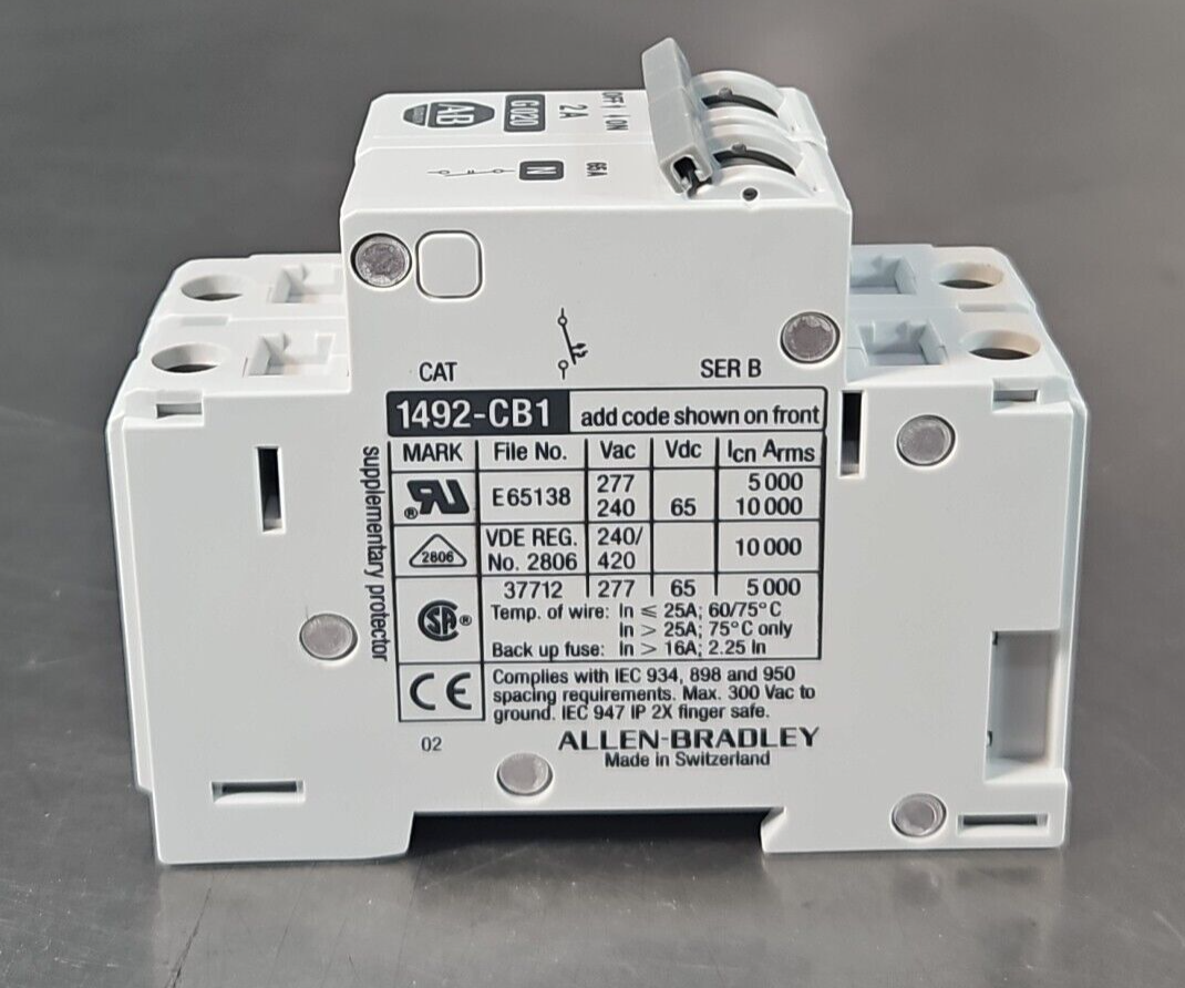 Allen Bradley 1492-CB1 G020N Ser:B 2A Circuit Breaker                     loc4B9