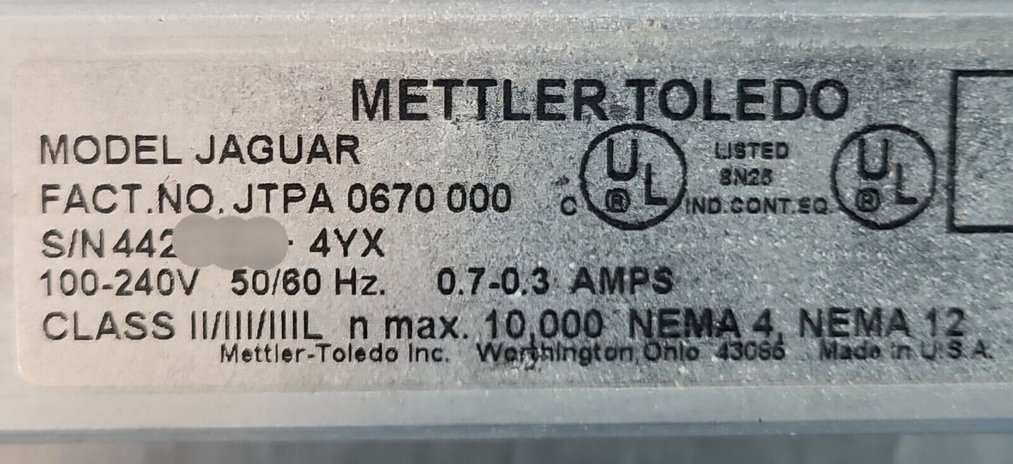 Mettler Toledo JTPA0670000 JAGUAR Scale Controller Interface Panel       loc1C41