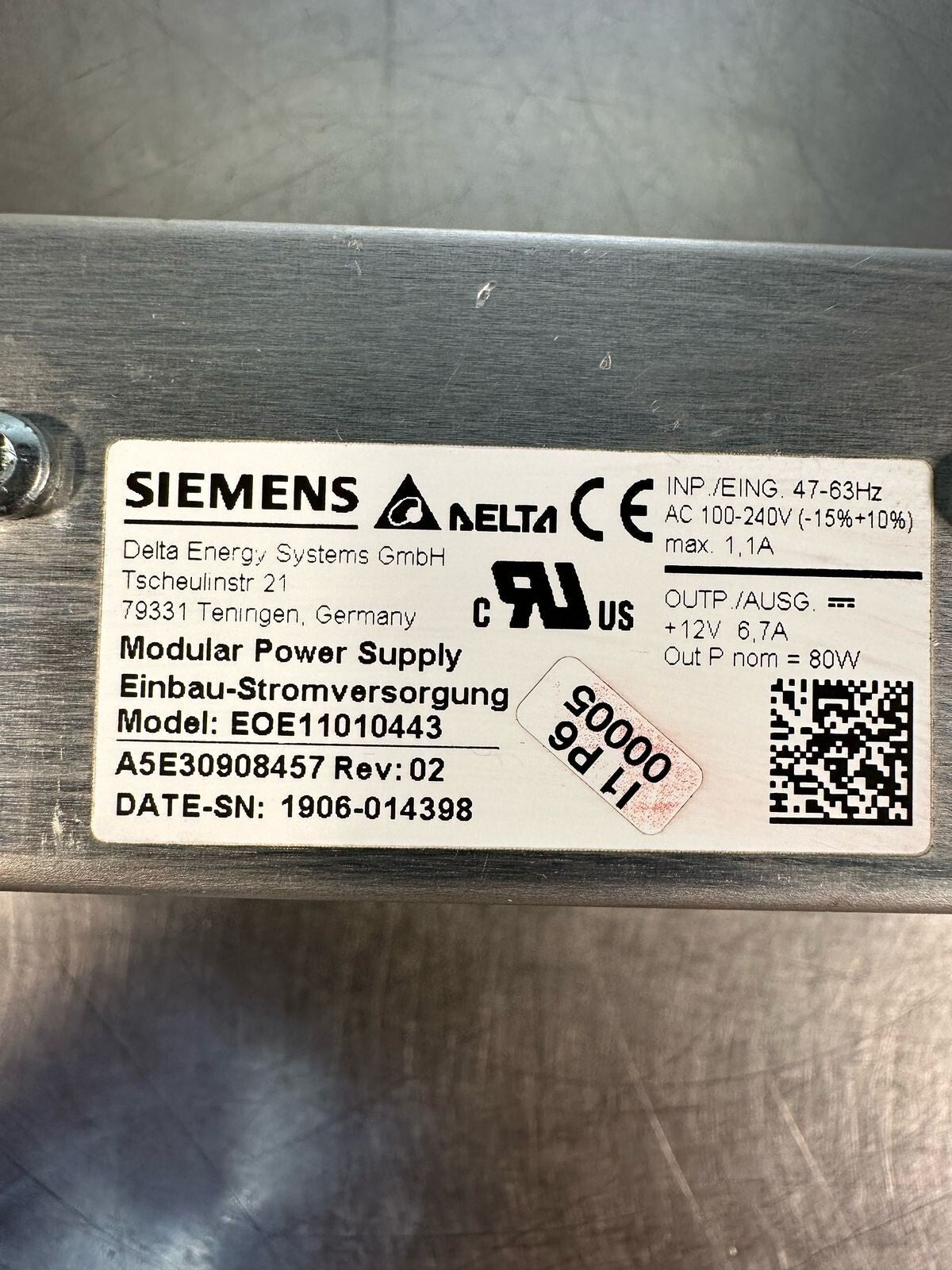 Siemens A5E30908457 EOE11010443 Rev.02 Power Supply                 (6.3.1)