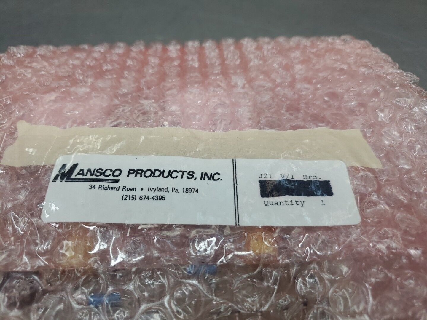 Mansco Products J21 V/I BOARD.                                              3D-2