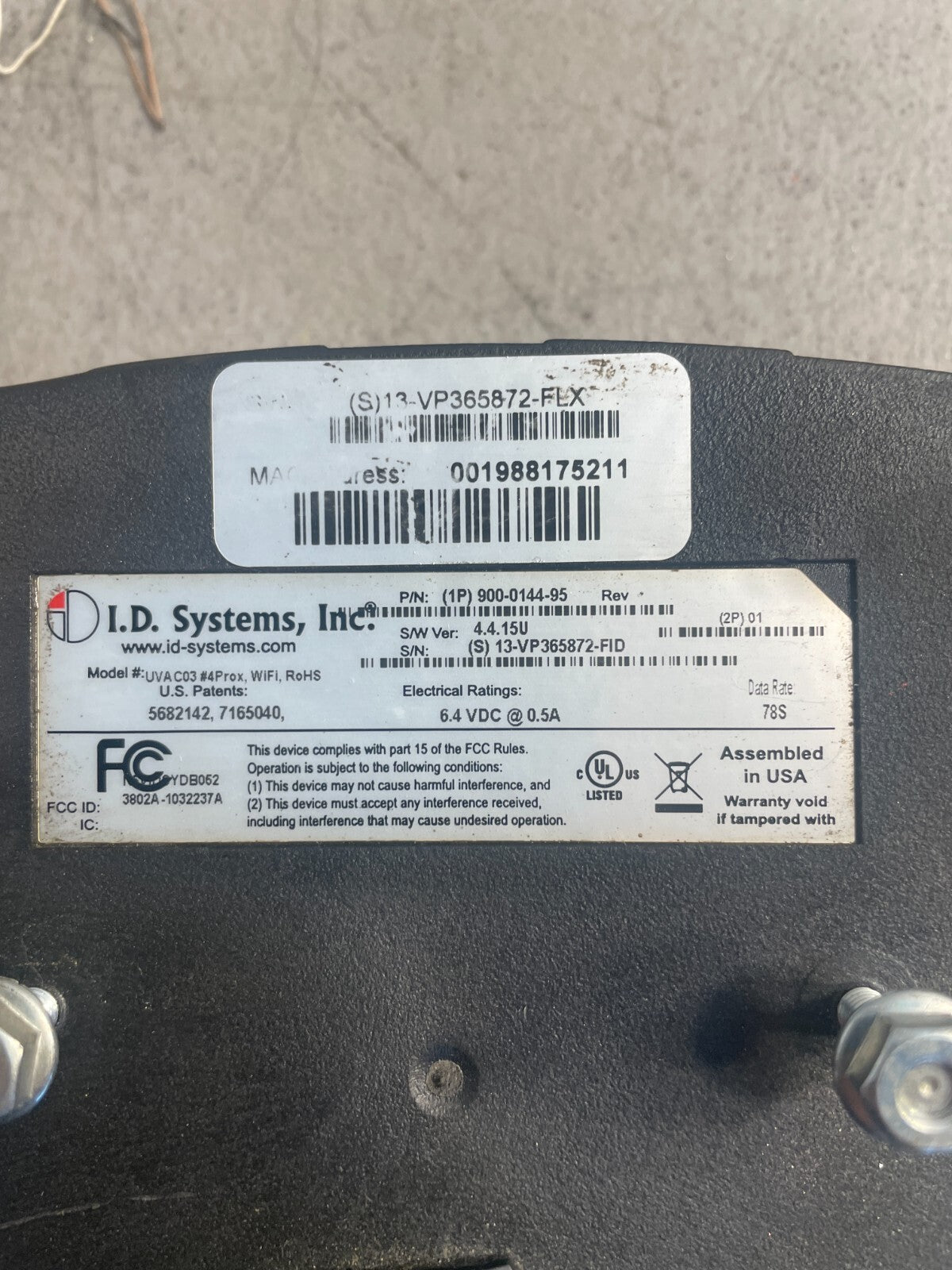 ID SYSTEMS UVAC-03 Gray Rev A Keypad LCD Display Vehicle Asset Communicator @1D