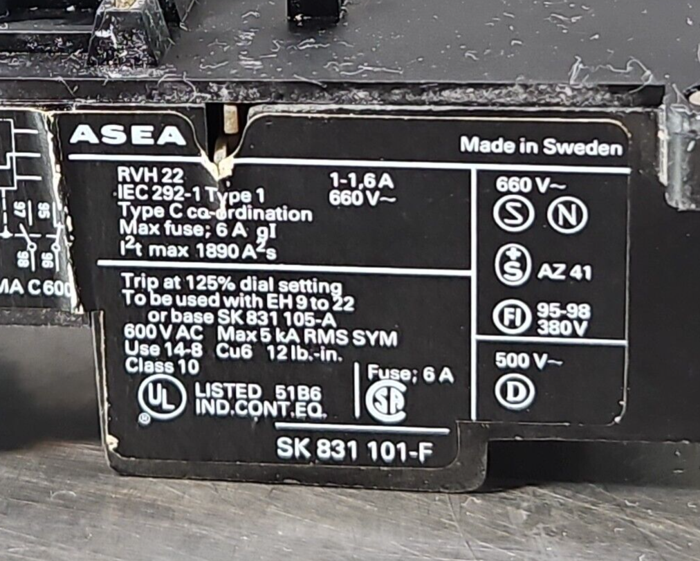 ASEA - RVH 22 - Thermal Overload Relay                                    loc4B9