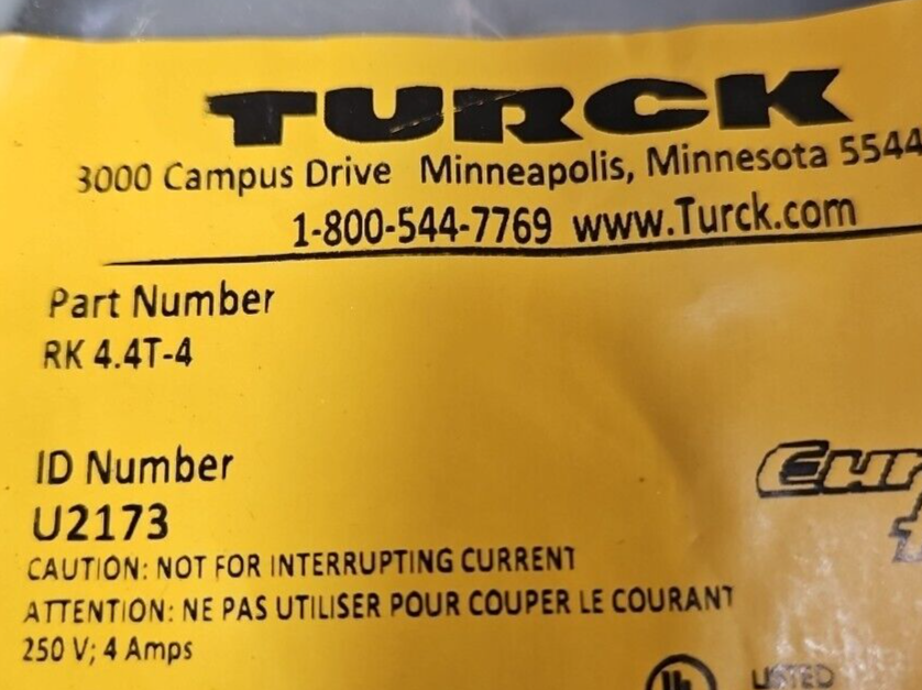 Turck RK 4.4T-4 Eurofast Cordset                                         Loc5C21
