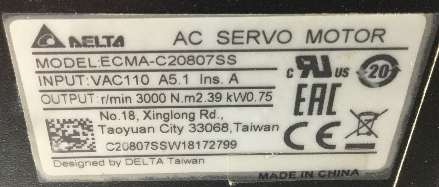 DELTA  ECMA-C20807SS  750W AC SERVO MOTOR       1E-03